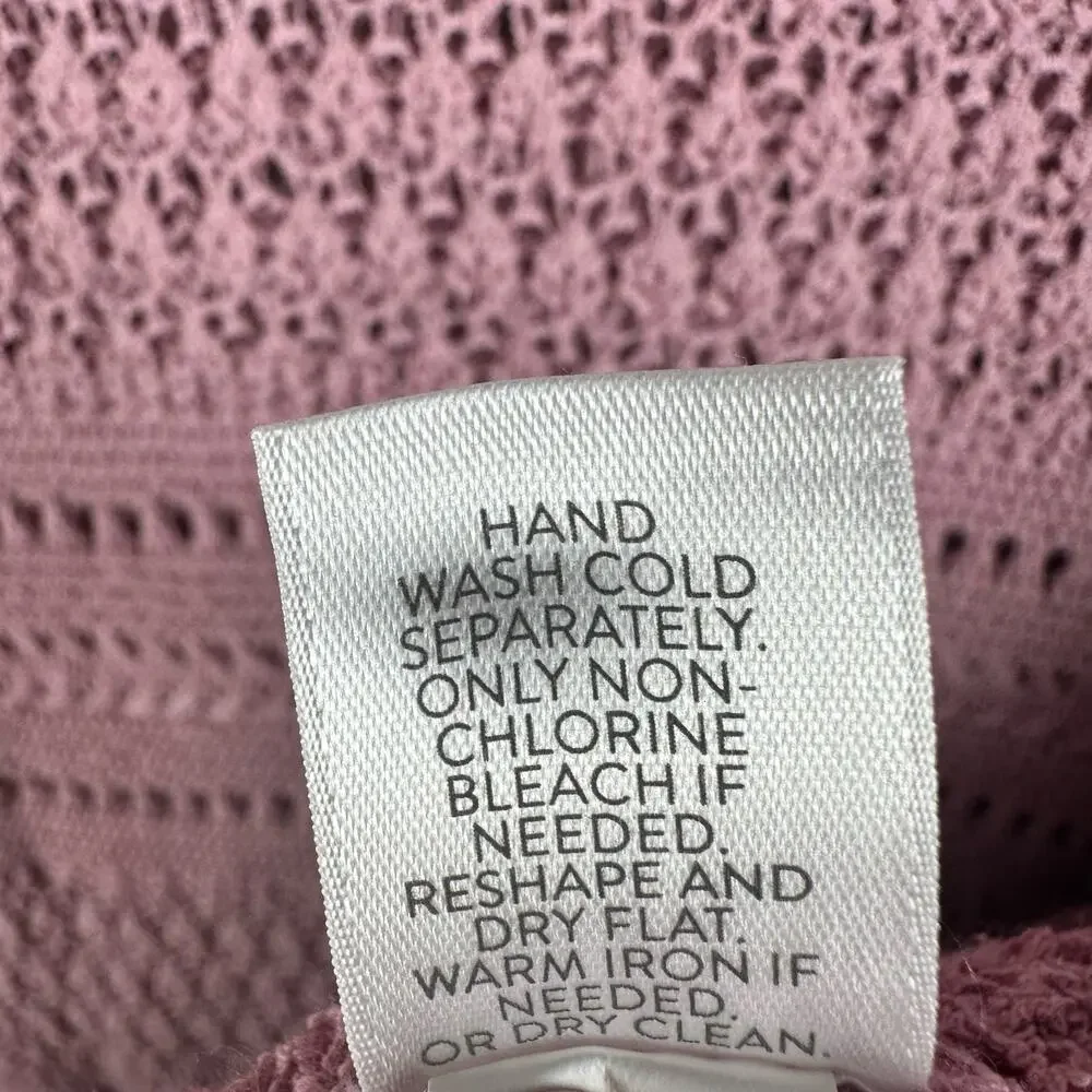 J Jill Sweater Women Large Pink Open Knit Lightweight Cotton Blend Coastal Beach